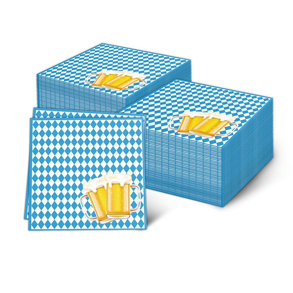 100pcs Oktoberfest Napkin Blue and White Plaids Napkins Oktoberfest Disposable Paper Napkins for Oktoberfest Festival Party decorations Supplies