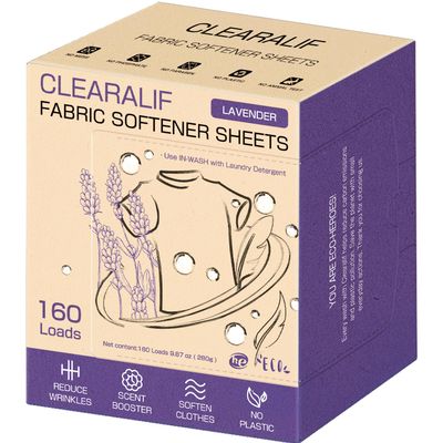 CLEARALIF laundry Fabric Softener Sheets, Lavender Scent, 160 Loads, Eco Friendly, Great For Travel, Apartments, Dorms.