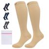360 RELIEF 2 Pairs Compression Socks for Women & Men - 15-20 mmHg Travel Flight Socks  Graduated Support - Ideal for Running, Cycling & during Maternity -S/M, Beige with Laundry Bag view 1