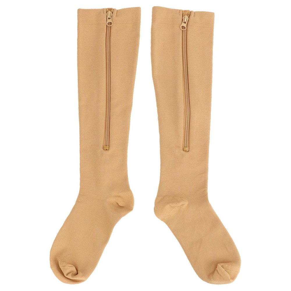 Zipper Compression Socks, 1 Pair 1520mmHg Closed Toe Medical Compression Socks with Zip Guard Skin Protection, High Support Socks for Varicose Vein, for Pregnant Women & Nurses