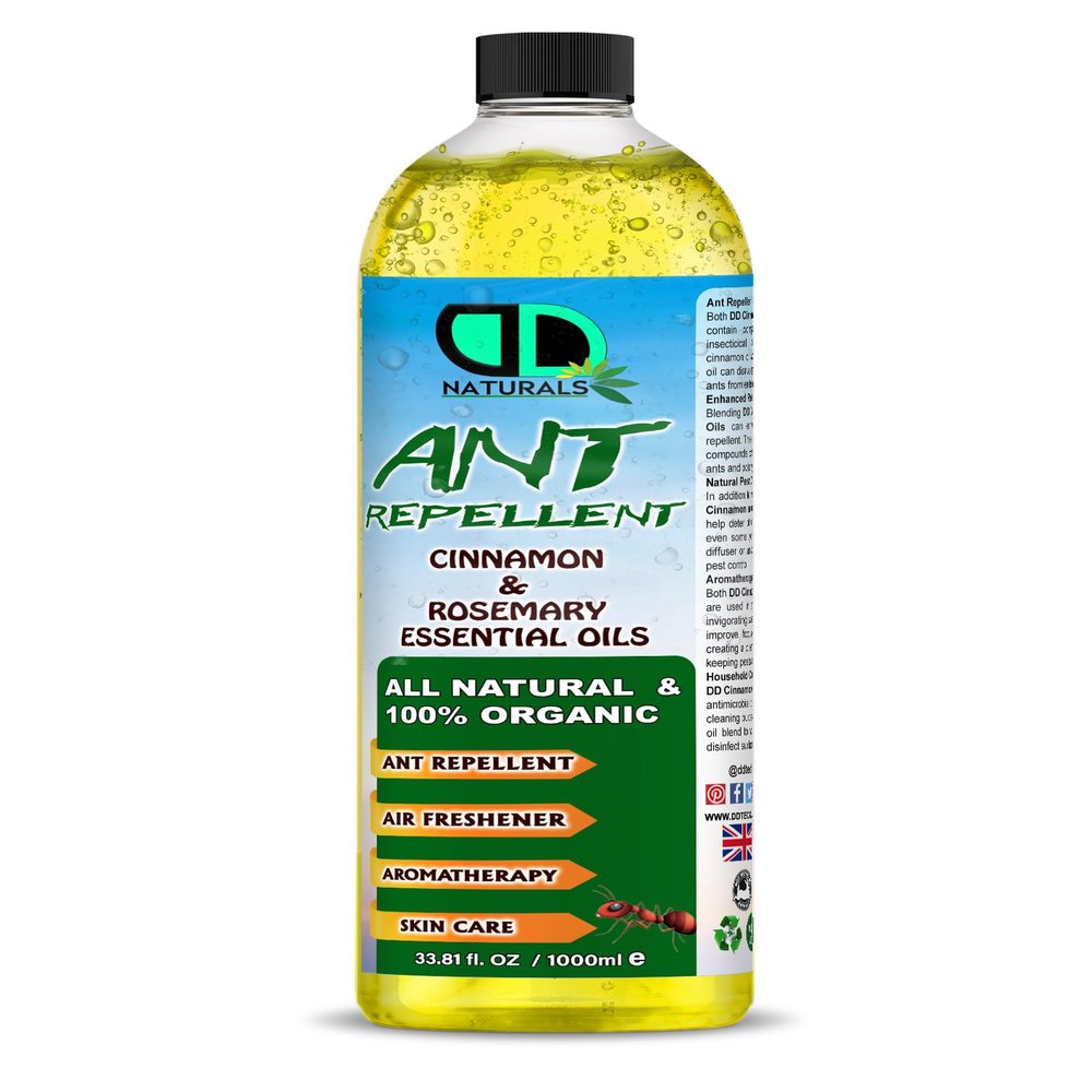 Ant Repellent with Cinnamon & Rosemary Essential Oil (Repells Bugs Such as Flies, Ants, Wasps & Mosquitos Indoors in The Home) (1000ml Cap)
