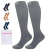 360 RELIEF 2 Pairs Compression Socks for Women & Men - 15-20 mmHg Travel Flight Socks  Graduated Support - Ideal for Running, Cycling & during Maternity -L/XL, Grey with Laundry Bag view 1