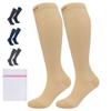 360 RELIEF 2 Pairs Compression Socks for Women & Men - 15-20 mmHg Travel Flight Socks  Graduated Support - Ideal for Running, Cycling & during Maternity -L/XL, Beige with Laundry Bag view 1