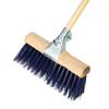 13" Heavy Duty Stiff Blue PVC Birstles Saddle Back Broom Head with Wooden Handle - Outdoor Garden Yard Cleaning Sweeping Brush view 1