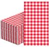 100 Pcs Red Gingham Napkins Disposable - Red and White Checkered Paper Napkins - Plaid Dinner Napkins for Picnic BBQ Birthday Wedding Valentines Day Party Supplies view 1