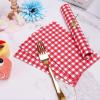 100 Pcs Red Gingham Napkins Disposable - Red and White Checkered Paper Napkins - Plaid Dinner Napkins for Picnic BBQ Birthday Wedding Valentines Day Party Supplies view 4
