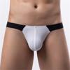 Adefeect Men's Sexy Briefs Ice Silk Seamless Briefs Erotic Colour Blocking Underwear Thin Sexy Briefs Thong Breathable Men Sexy Underwear Low Waist, white-black, L view 2