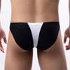 Adefeect Men's Sexy Briefs Ice Silk Seamless Briefs Erotic Colour Blocking Underwear Thin Sexy Briefs Thong Breathable Men Sexy Underwear Low Waist, white-black, L view 3