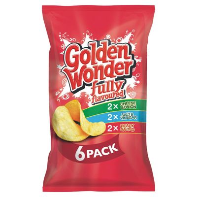 Golden Wonder Variety Crisp | 2x(Cheese & Onion, Salt & Vinegar And Ready Salted Potato Crisps (Pack Of3) |