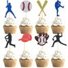UXYOKM 24Pcs Baseball Cupcake Toppers Glitter Baseball Players Cupcake Picks Baby Shower Kids Birthday Sport Theme Party Cake Decorations Supplies view 1