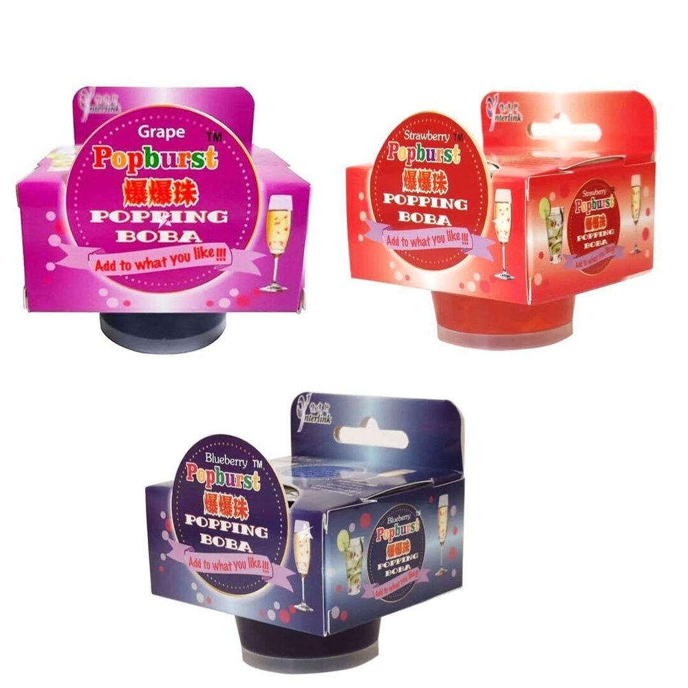 Starry Mart Popping Boba for Bubble Tea, Cocktails, Dessert Topping, Smoothie 130g - 3 Assorted Flavours
