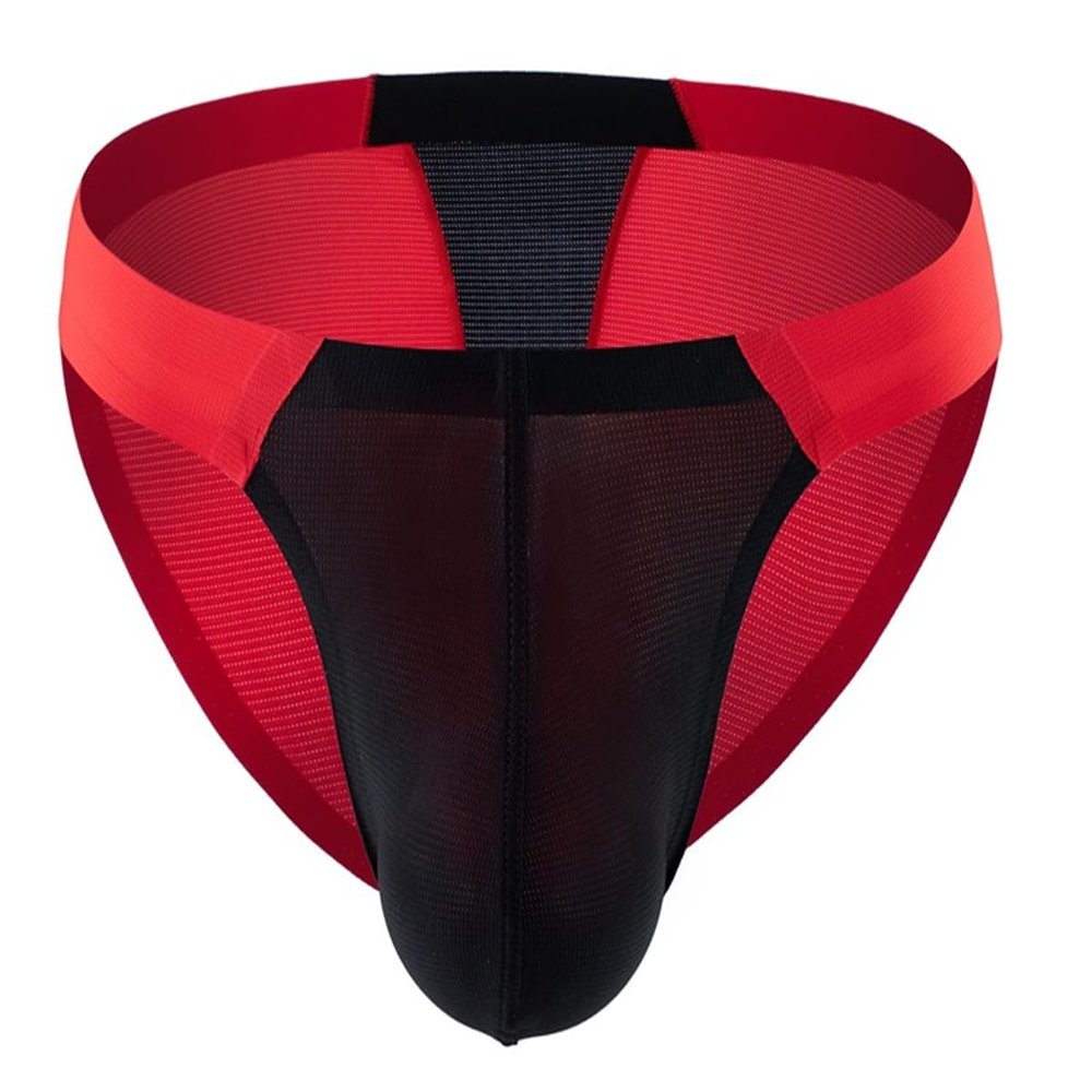 Adefeect Men's Sexy Briefs Ice Silk Seamless Briefs Erotic Colour Blocking Underwear Thin Sexy Briefs Thong Breathable Men Sexy Underwear Low Waist, black, XXXL