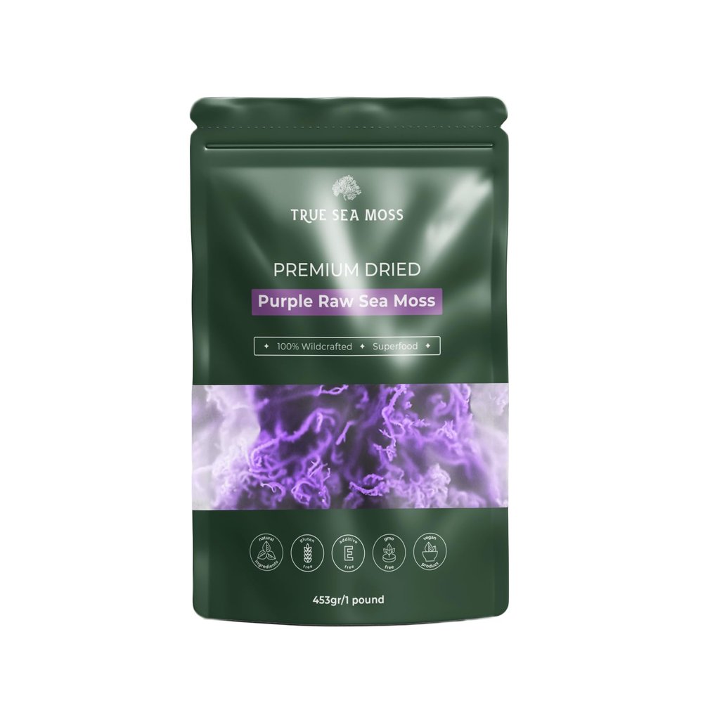 TrueSeaMoss PURPLE Sea Moss Raw Wild Crafted Seamoss Raw - 100% Organic Irish Dried Sea Moss Advanced Drink - Clean and Sundried - Vegan Sea Moss (1Pound)