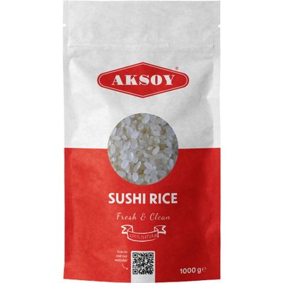 AKSOY Premium Quality Sushi Rice 1 KG || Japanese Style Short Grain Rice, Perfectly Sticky, Pantry Staple, Non-GMO