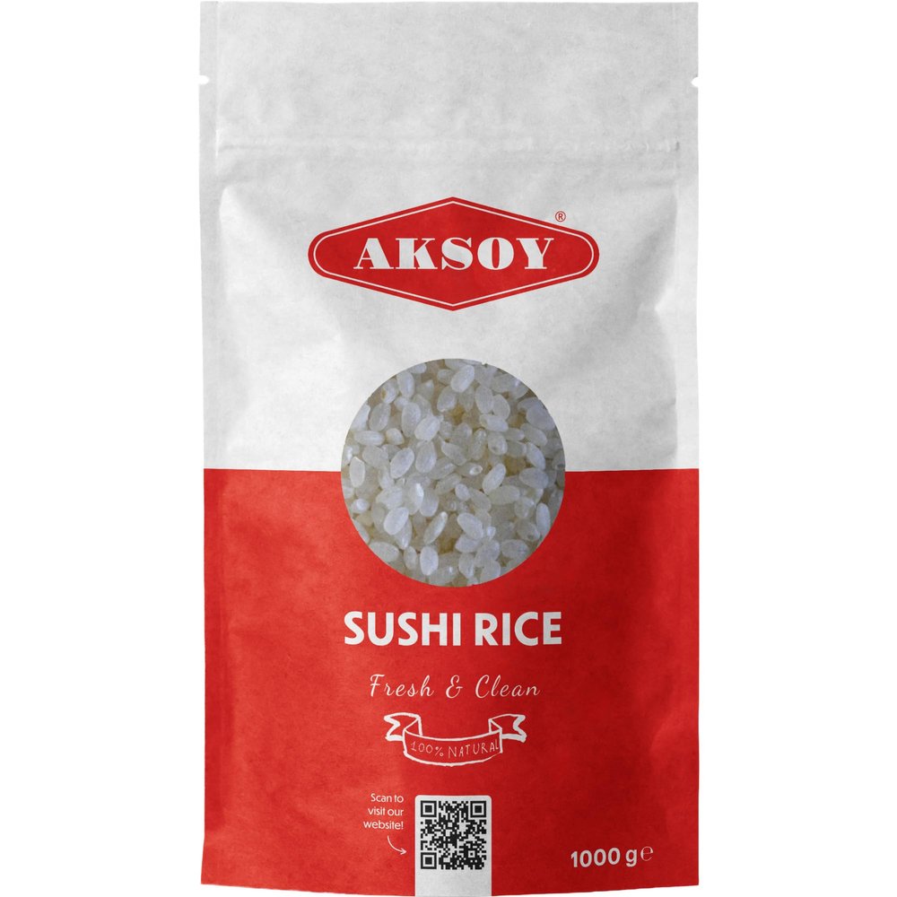 AKSOY Premium Quality Sushi Rice 1 KG || Japanese Style Short Grain Rice, Perfectly Sticky, Pantry Staple, Non-GMO