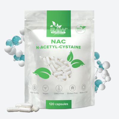 NAC (N-Acetyl-Cysteine) 600mg, 120 Caps  Antioxidant & Liver Support  Pure Ingredients, GMO & Gluten Free  GMP Certified Immune Health Supplement by Raw Powders