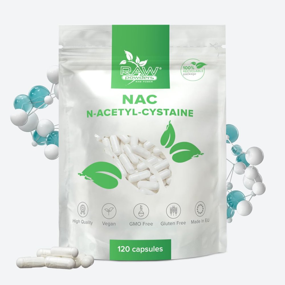 NAC (N-Acetyl-Cysteine) 600mg, 120 Caps  Antioxidant & Liver Support  Pure Ingredients, GMO & Gluten Free  GMP Certified Immune Health Supplement by Raw Powders