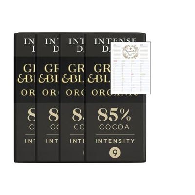 Dark Chocolate Bundle which Contains Green & Black's 85% Dark Chocolate Bar 90g - Pack of 4 with Grocery List Card