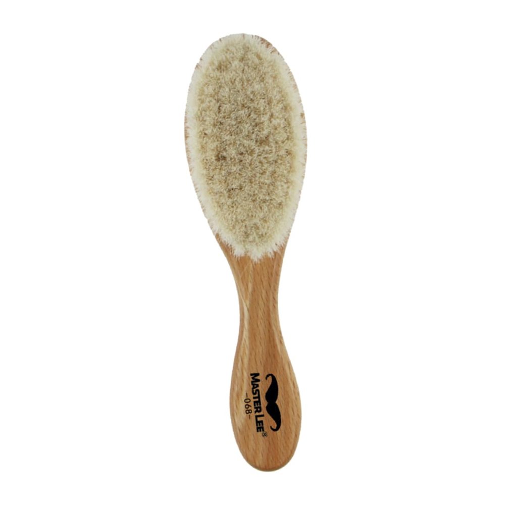 FOMIYES Barber Shop Comb Cleaning Brush Curved Slim Handle Wool Bristle Brush for Men Mustache Beard for Shaving Routine and Facial Hair Grooming