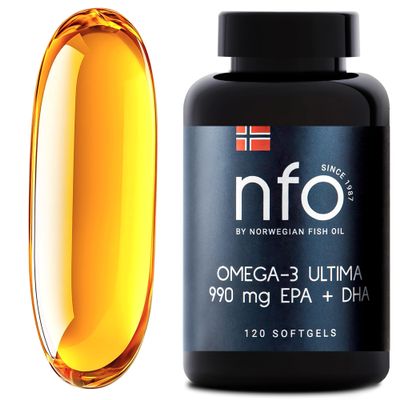 NFO Omega 3 Ultima [120 Capsules] Norwegian Fish Oil Omega 3 Capsules High Strength of EPA:DHA, Natural Premium Omega 3 Fatty Acids Supplements Made of Freshly Caught Wild Fish