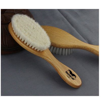 minkissy Dense Wool Brush for Beard Grooming and Hair Styling Curved Handle Cleaning Brush for Men and Women Barber Shop