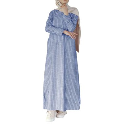 MODSGUE Travel Bathrobe Lightweight Women's Muslim Kaftan Bronzing Traditional Costume Vintage Hijab Abaya Festive Outfit Muslim Robe Suit Full Length Prayer Clothing, blue, S