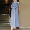 MODSGUE Travel Bathrobe Lightweight Women's Muslim Kaftan Bronzing Traditional Costume Vintage Hijab Abaya Festive Outfit Muslim Robe Suit Full Length Prayer Clothing, blue, XL view 2