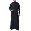 Arabic Clothing Loose Men's Muslim Dresses Islamic Clothing Men, Long Sleeve Kaftan Muslim Dresses Men's Islamic Clothing Long Muslim Dresses, J Black, XL view 1