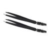 2PCS Eyebrow Tweezer, Black Stainless Steel Precision Eyebrow Tweezers Ergonomic Design Eyelash Grafting Tweezer for Makeup view 1