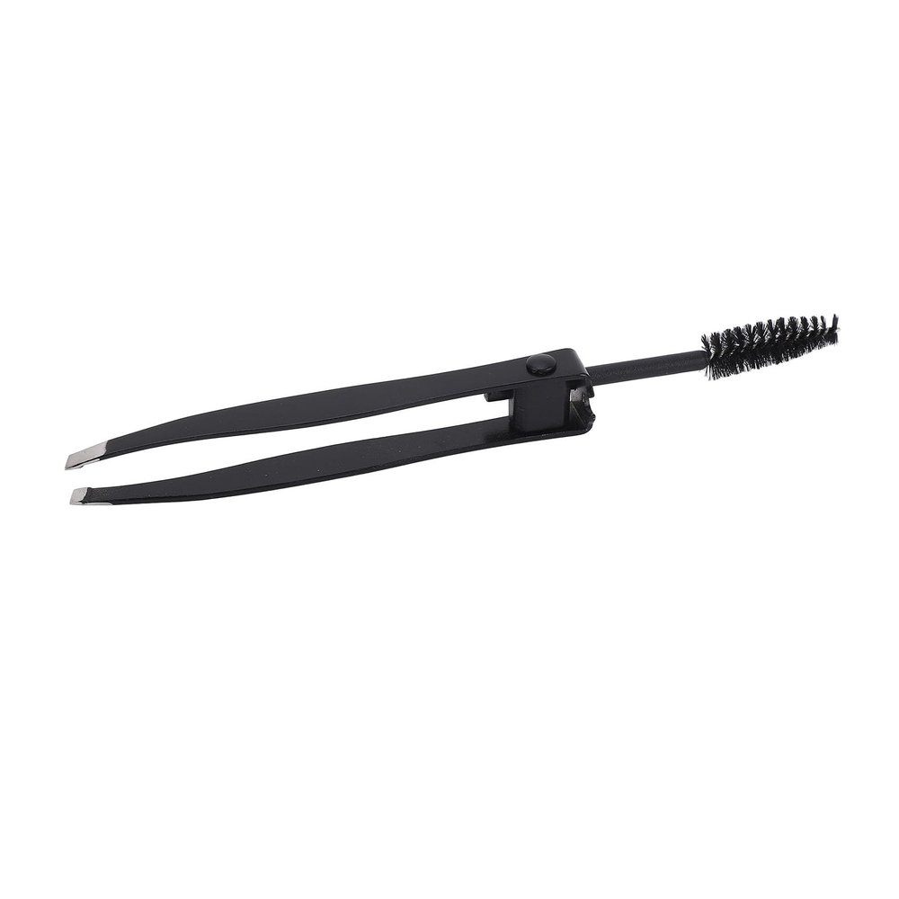 Curved Eyelash Tweezers, Multifunctional Eyebrow Tweezer with Eyebrow Comb Black 2 In 1 Makeup Grooming Tool for Eyebrows Or Facial Hair