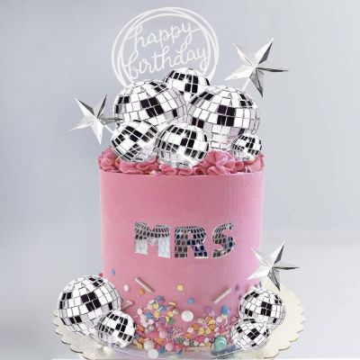 37pcs Disco Balls Cake toppers