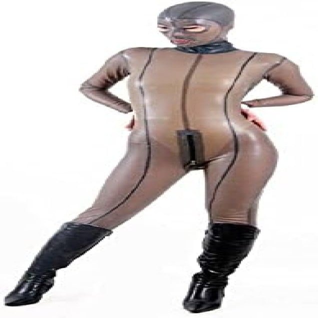 Unisex Transparent 100% Latex Rubber Catsuit Full Body Cover Bodysuit with Back Crotch Zipper,Pink,XXS
