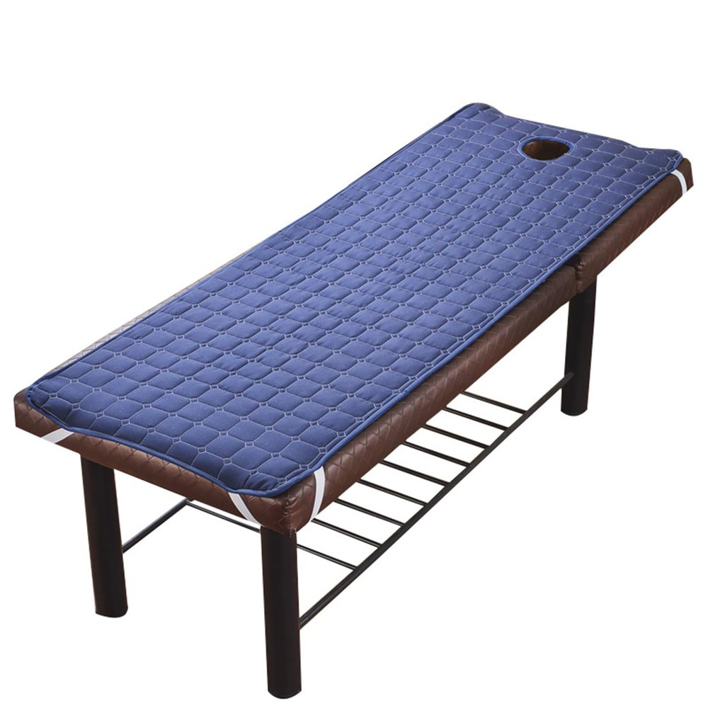 Highdi Massage Bed Cover With Face Hole, Washable Massage Bed Sheet Cover Beauty Massage SPA Couch Cover Elastic Cord Edge All-Round Wrap for 80cm or Less Beauty Bed (Dark blue,70x185cm)