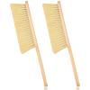 2-Piece Wooden Dust Brush - Hand Broom with Long Wood Handle & Soft Bristle for Counter, Bed, Sofa, Car & Fireplace (Khaki) view 1