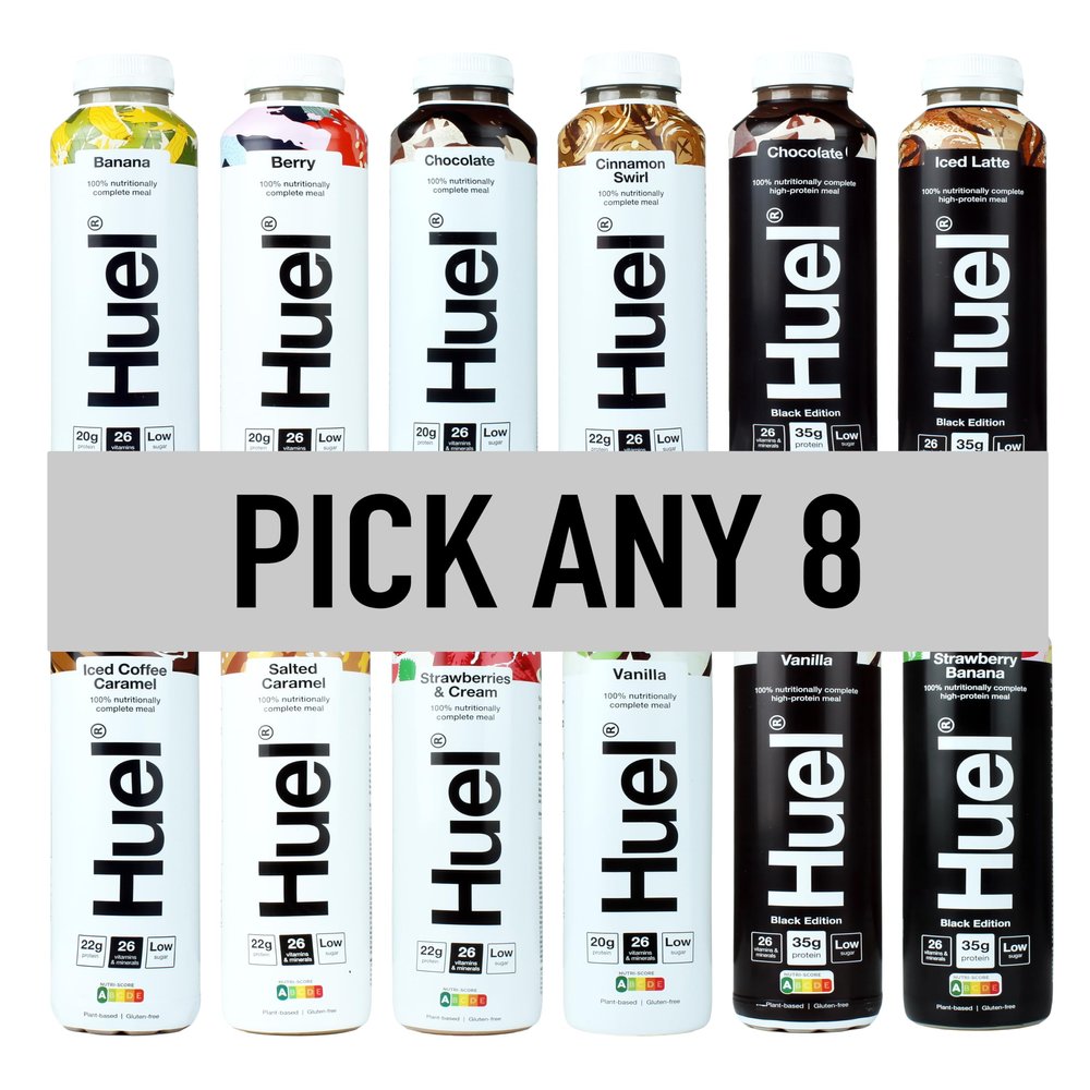 Huel Ready-to Drink - 500ml - Pick any 8-8+ Flavours to choose from - Banana, Berry, Chocolate, Cinnamon Swirl, Iced Coffee Caramel, Salted Caramel, Strawberries & Cream, Vanilla