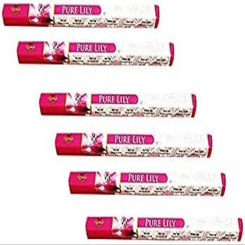 Rishta Agarbatti - Authentic Flavorful Culinary Enhancements - Aromatic Incense Sticks for Pooja, Yoga, Aromatherapy, Room Freshener, Meditation - Lily Agarbatti 20stk (Pack of 6)