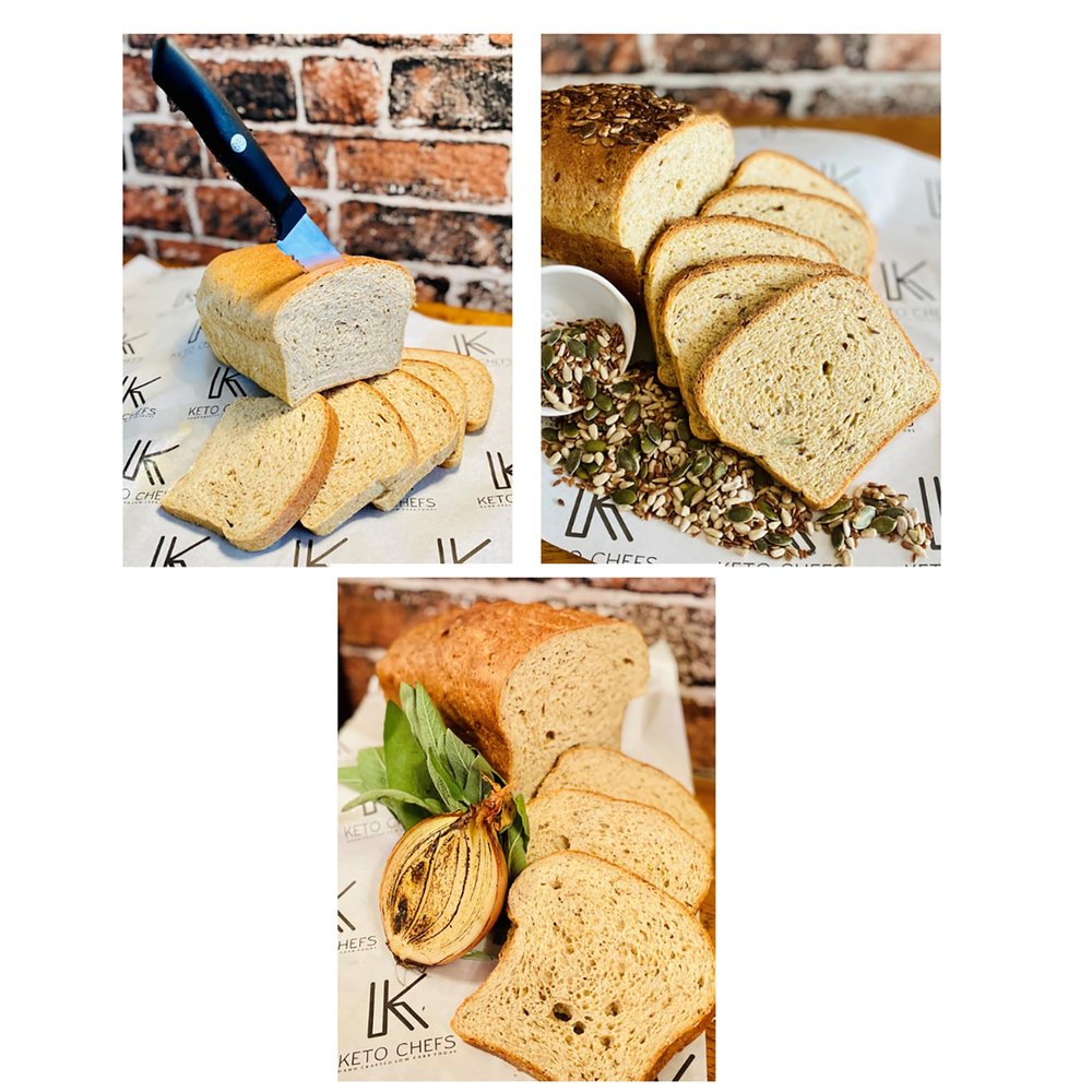 Keto Chefs Ultra Low Carb Freshly Baked Keto Bread Basket Bundle - Multiseed + Sage & Onion + Rustic Sandwich 600g x 3 Loaves