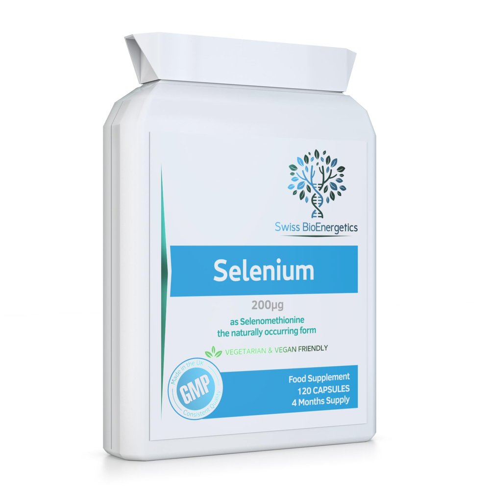 Selenium 200g - 120 Capsules  4 Month Supply as Selenomethionine The Naturally Occurring Form with Superior bioavailability - Made in The UK