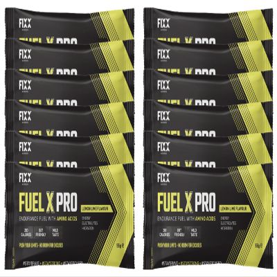 Fixx Nutrition Fuel X Pro Endurance Fuel With Amino Acids - Energy, Electrolytes, Hydration - Box of 12 x 55g Sachets (Lemon Lime)