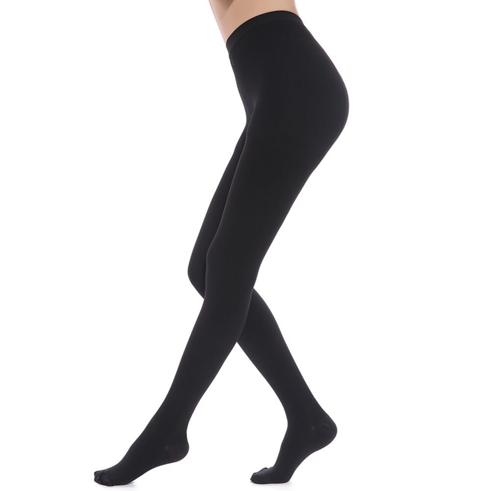 QIRUIRED Medical Compression Pantyhose - Closed Toe 23-32mmHg Graduated Support Tights Socks Stockings for Women & Men (Black, M)