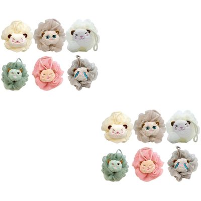 FRCOLOR 12pcs Shower Foaming Balls Bath Balls for Boys and Girls Cartoon Design for Bath Sensory Toys and Boys and Girls Wash Hanging Ropes Included