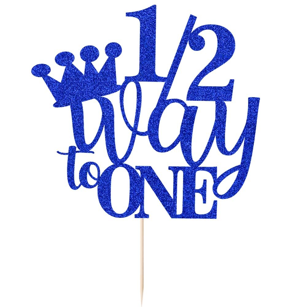1/2 Way to One Cake Topper-Half Way to One, 1/2 Birthday Cake TopperA baby showerbaby welcomebaby party Baby Boys Girls 6 Months Birthday Party Selected decorative (1/2 Way to One)