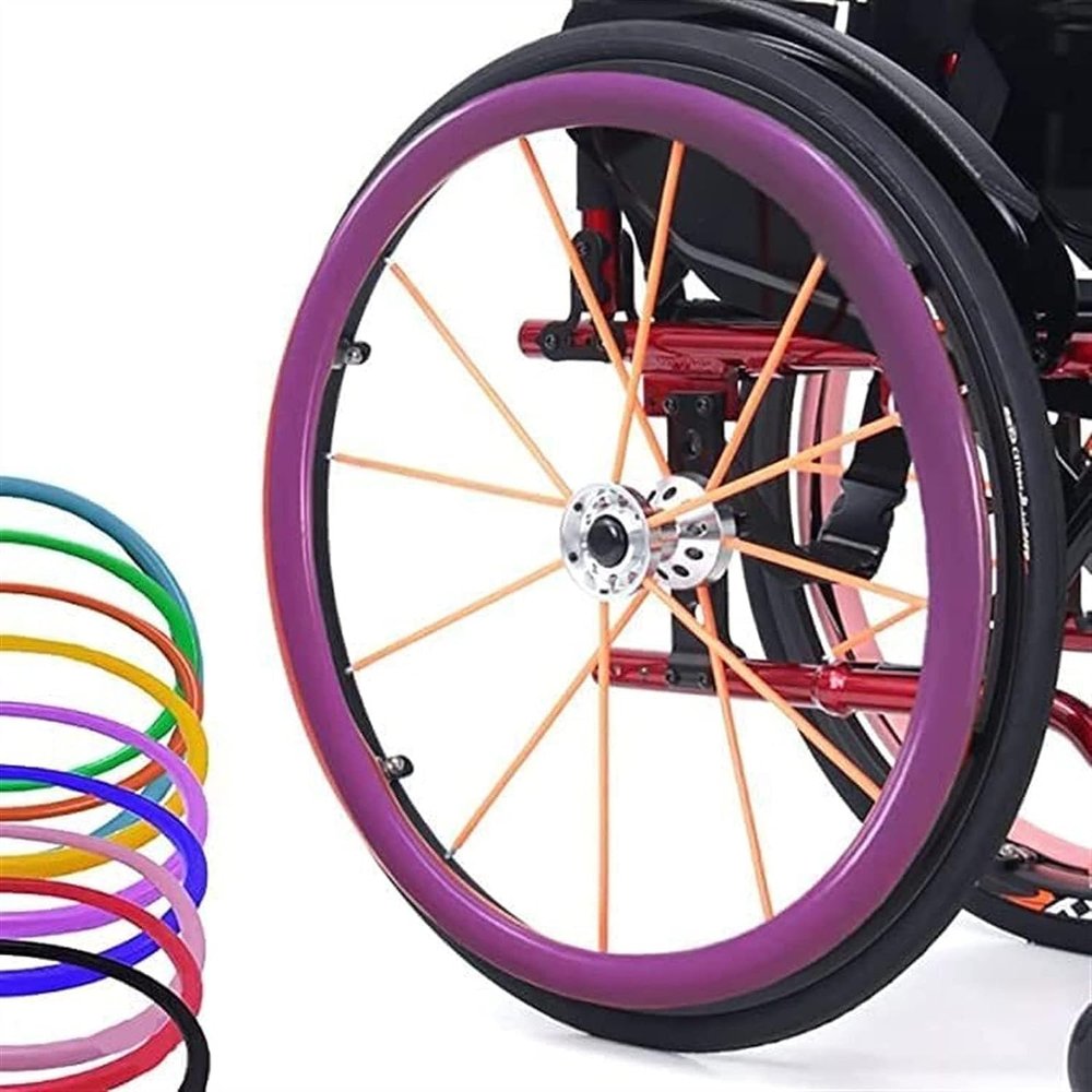 24in Wheelchair Push Rim Covers, 1 Pair Wear-Resistant Hand Push Cover, Silicone Wheelchair Push Rings, Non-Slip, Wear-Resistant, Improve Grip And Traction (Color : E, Size : 22in)