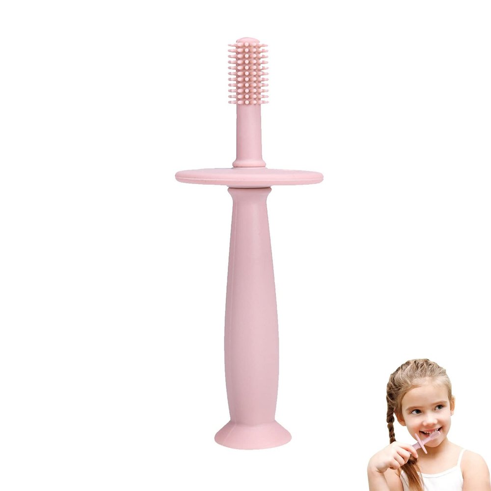 Silicone Teething Toothbrush | 360Training Toothbrushes with Suction Base - Training Toothbrush for 6-12 Months Newborn Training Teething and Oral Cleaning