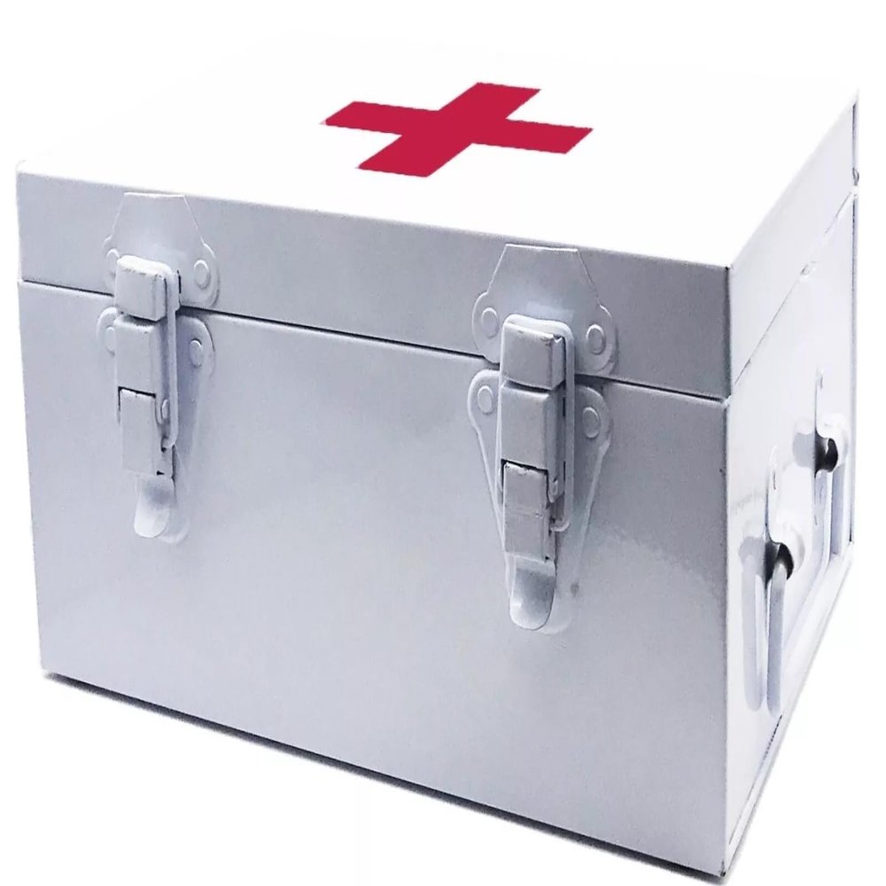 Nobel Medical First Aid Box with Detachable Tray, 2 Layer Storage, Multi Purpose Box, Camping, Workshop, office, Home, Vehicles, Safty Lock White