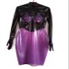 100% Latex Dress Black and Purple with Five Finger Skirts,XL view 1