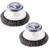 2Pcs Stainless Steel Wool Scrubber with Handle, Dish Scrubber Cleaning Supplies for Pots, Pans, Grills, Dishes view 1