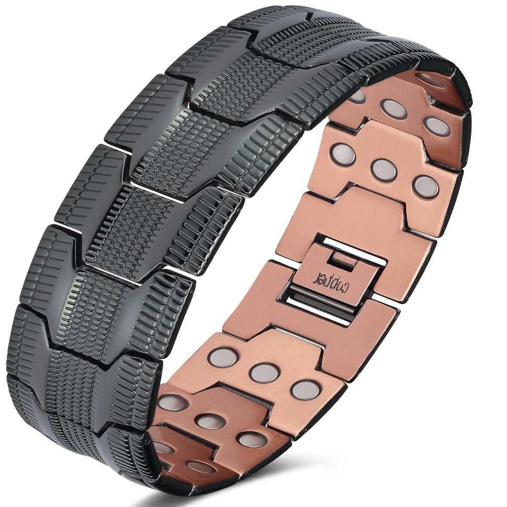 Jeracol copper bracelet for men,99% pure copper magnetic bracelet with magnets(57PCS),adjustable size& gift box