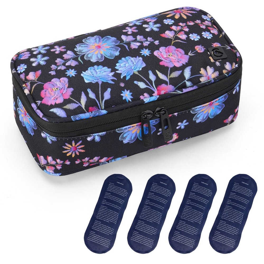 ALLCAMP Insulin Cooler Travel Case, Portable Insulin Cooler for Diabetics, with 4 Cool Bag Small, Insulated Lining and Pen Compartment (Purple)
