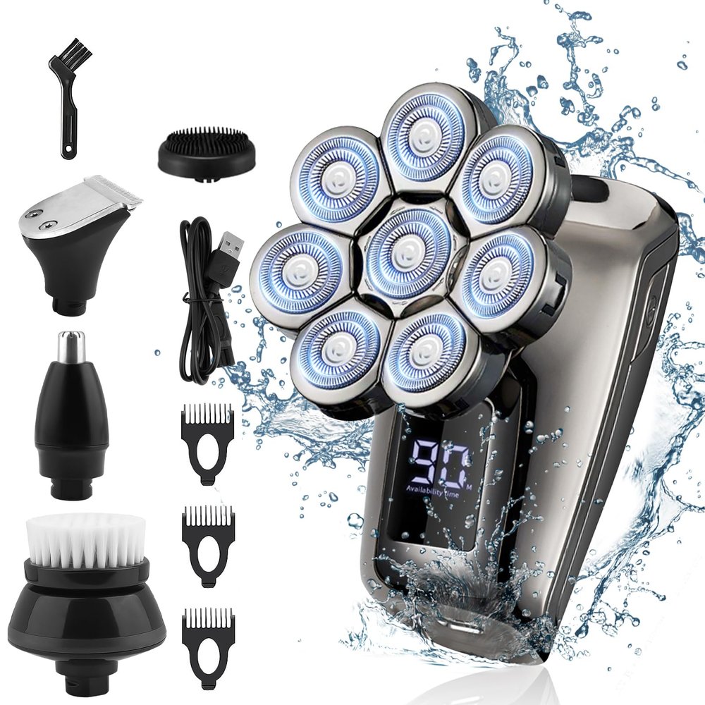 5 in 1 Men's Floating Razor,Rechargeable Portable Shavers for Men Waterproof with LED Display for Beard Trimmer Haircutter